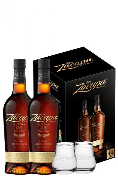 2 Bottiglie Rum Zacapa 23 Anni Solera Gran Reserva 70cl (Confezione Con 4 Bicchieri)