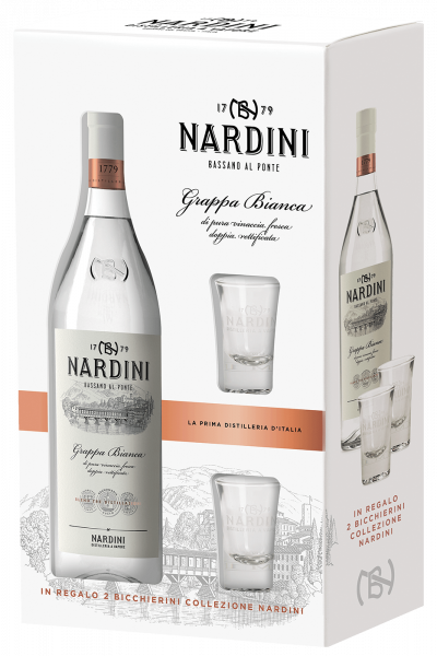 Grappa Bianca Nardini 70cl (Confezione Con 2 Bicchieri)