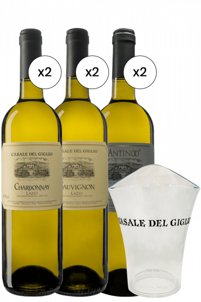 2 Chardonnay 2022 + 2 Sauvignon 2021 + 2 Antinoo 2019 Casale Del Giglio + OMAGGIO 1 Glacette Casale Del Giglio