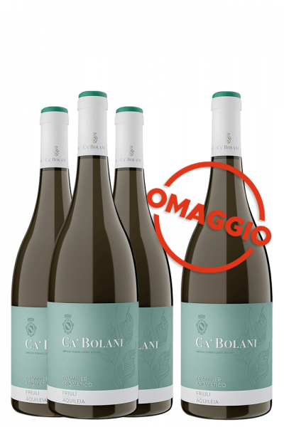 5 Bottiglie Friuli Aquileia DOC Traminer Aromatico 2021 Ca' Bolani + 1 OMAGGIO