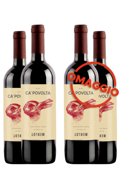 6 Bottiglie Merlot D'Italia 2021 Ca' Povolta + 6 OMAGGIO