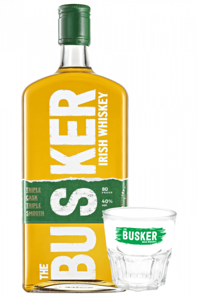 Irish Whiskey Triple Cask Triple Smooth Blend The Busker 70cl + OMAGGIO 2 bicchieri The Busker