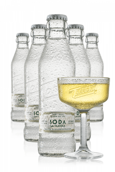 Soda Water La Classica Tassoni Cassa da 24 bottiglie x 18cl + OMAGGIO 4 bicchieri coppa Tassoni