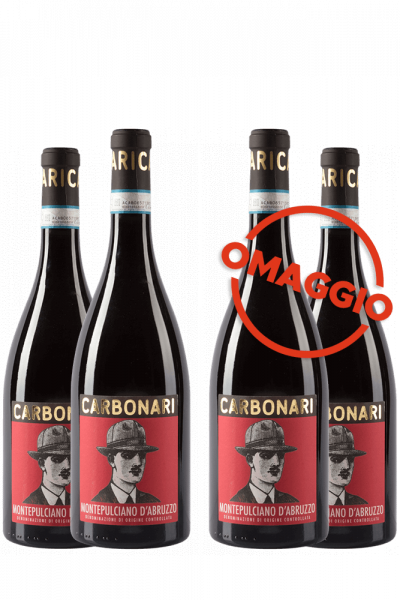 6 Bottiglie Montepulciano D'Abruzzo DOC 2019 I Carbonari + 6 OMAGGIO