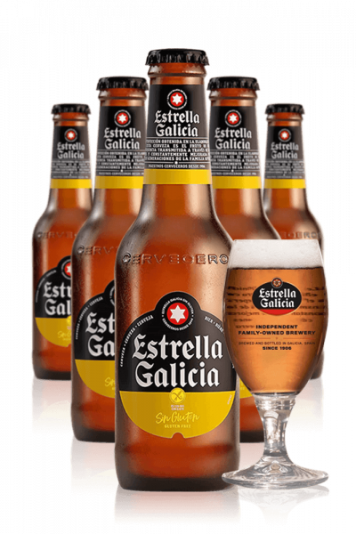 Estrella Galicia Senza Glutine Cassa da 24 bottiglie x 33cl + OMAGGIO 6 bicchieri Estrella Galicia