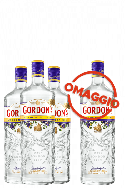 5 Bottiglie Gin London Dry Gordon's 1Litro + 1 OMAGGIO 