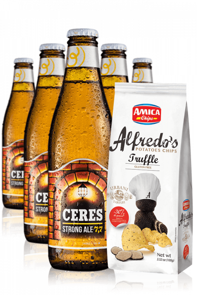 Ceres Strong Ale da 24 x 33cl + Amica Chips Tartufo Alfredo's 3 x 100gr