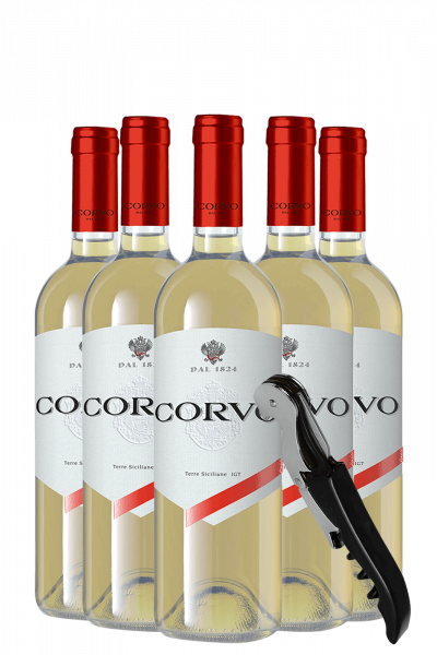 6 Bottiglie Corvo Bianco 2023 Duca Di Salaparuta + OMAGGIO 1 cavatappi Duca Di Salaparuta