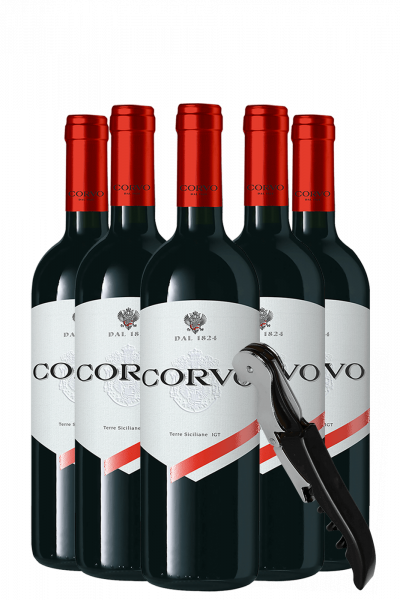 6 Bottiglie Corvo Rosso 2021 Duca Di Salaparuta + OMAGGIO 1 cavatappi Duca Di Salaparuta