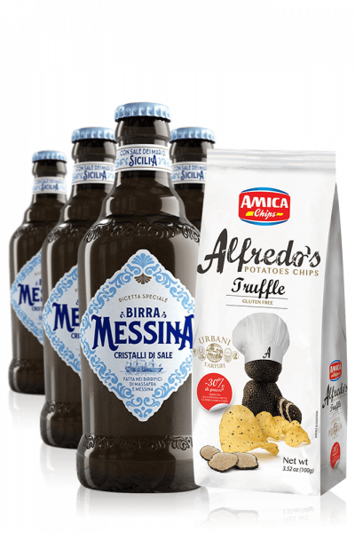 Birra Messina Cristalli Di Sale Da 24 x 33cl + Amica Chips Tartufo Alfredo's 3 x 100gr