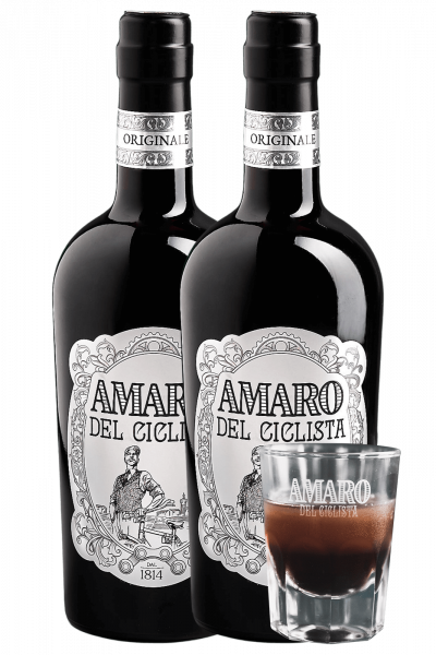 2 Bottiglie Amaro Del Ciclista Originale 70cl + OMAGGIO 6 bicchieri Amaro Del Ciclista