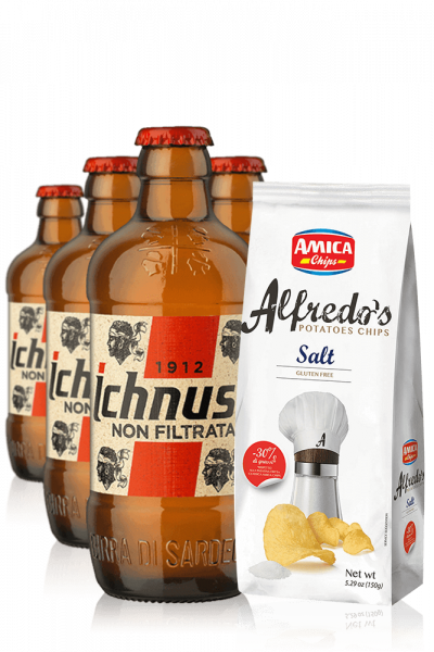 Ichnusa Non Filtrata da 24 x 33cl + Amica Chips Sale Marino Alfredo's 3 x 150gr
