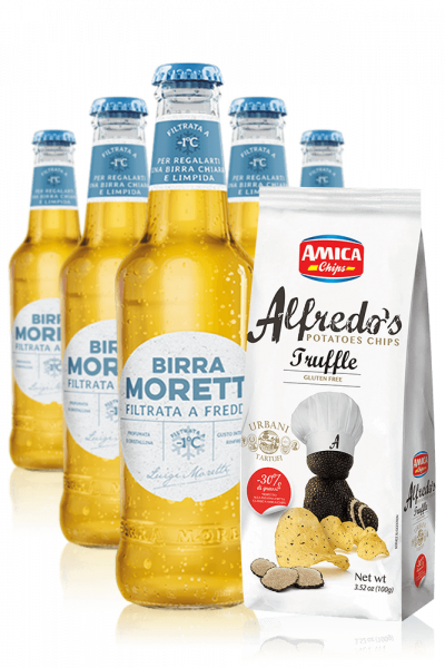 Birra Moretti Filtrata A Freddo da 24 x 30cl + Amica Chips Tartufo Alfredo's 3 x 100gr