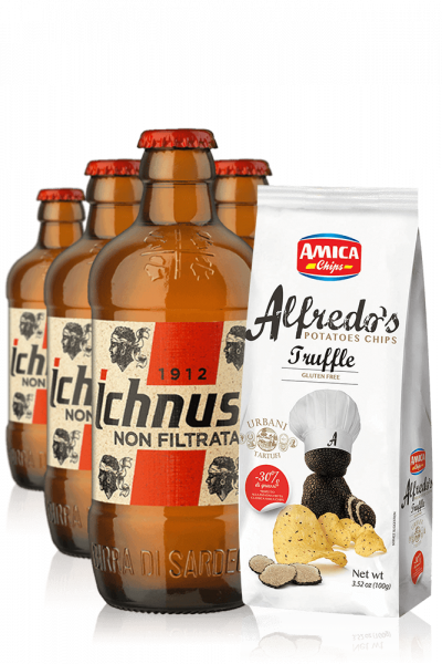 Ichnusa Non Filtrata da 24 x 33cl + Amica Chips Tartufo Alfredo's 3 x 100gr