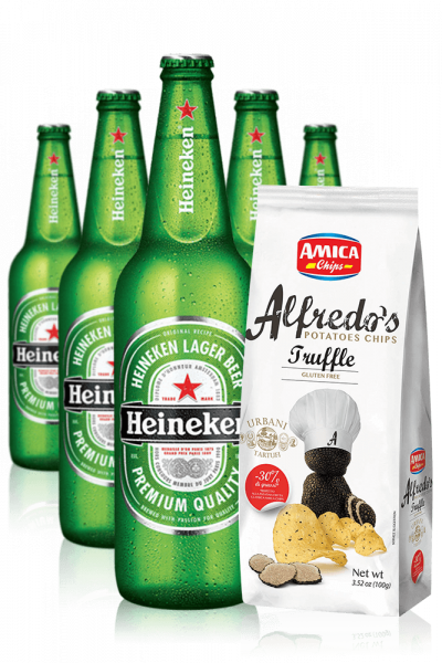 Heineken da 24 x 33cl + Amica Chips Tartufo Alfredo's 3 x 100gr