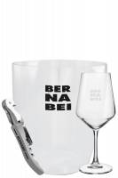 1 cavatappi Bernabei grigio + 1 glacette classic logo nero + 1 set 6 calici da vino