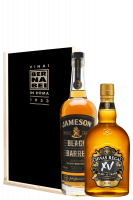 1 Jameson Irish Whiskey Black Barrel 70cl + 1 Whisky Chivas XV 70cl (Cassetta in Legno)