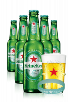 Heineken Silver Cassa da 24 x 33cl + OMAGGIO 6 bicchieri Silver + 2 bracciali Heineken