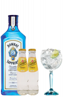 Gin Bombay Sapphire 100cl + 4 Schweppes Tonica 18cl + OMAGGIO 2 Bicchieri Bombay